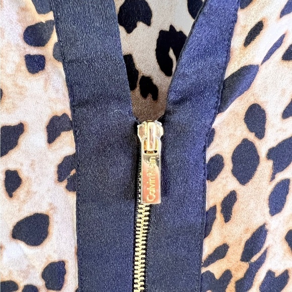 Calvin Klein Leopard Animal Print Split Neck Zipper Tunic Top Womens Size 3X - Picture 9 of 16